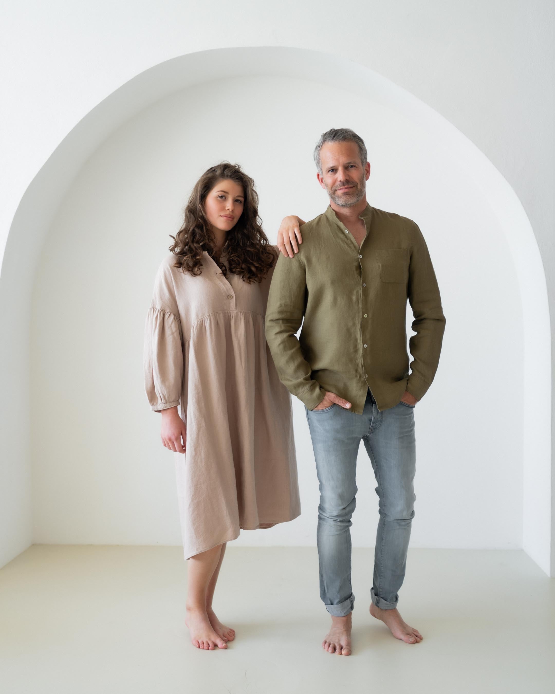 Damen Oversized Leinen Kleid
