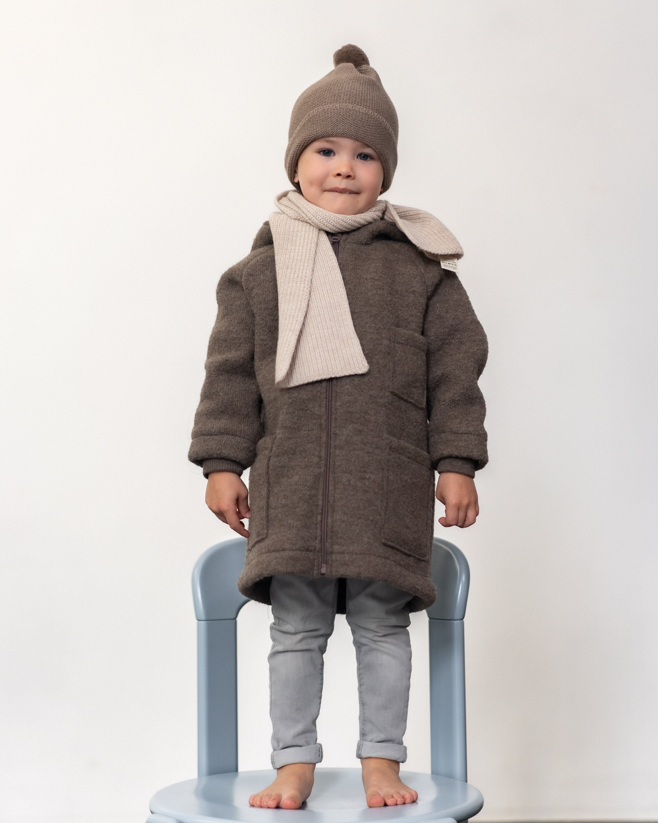 Schlichter Walkmantel mit Kapuze