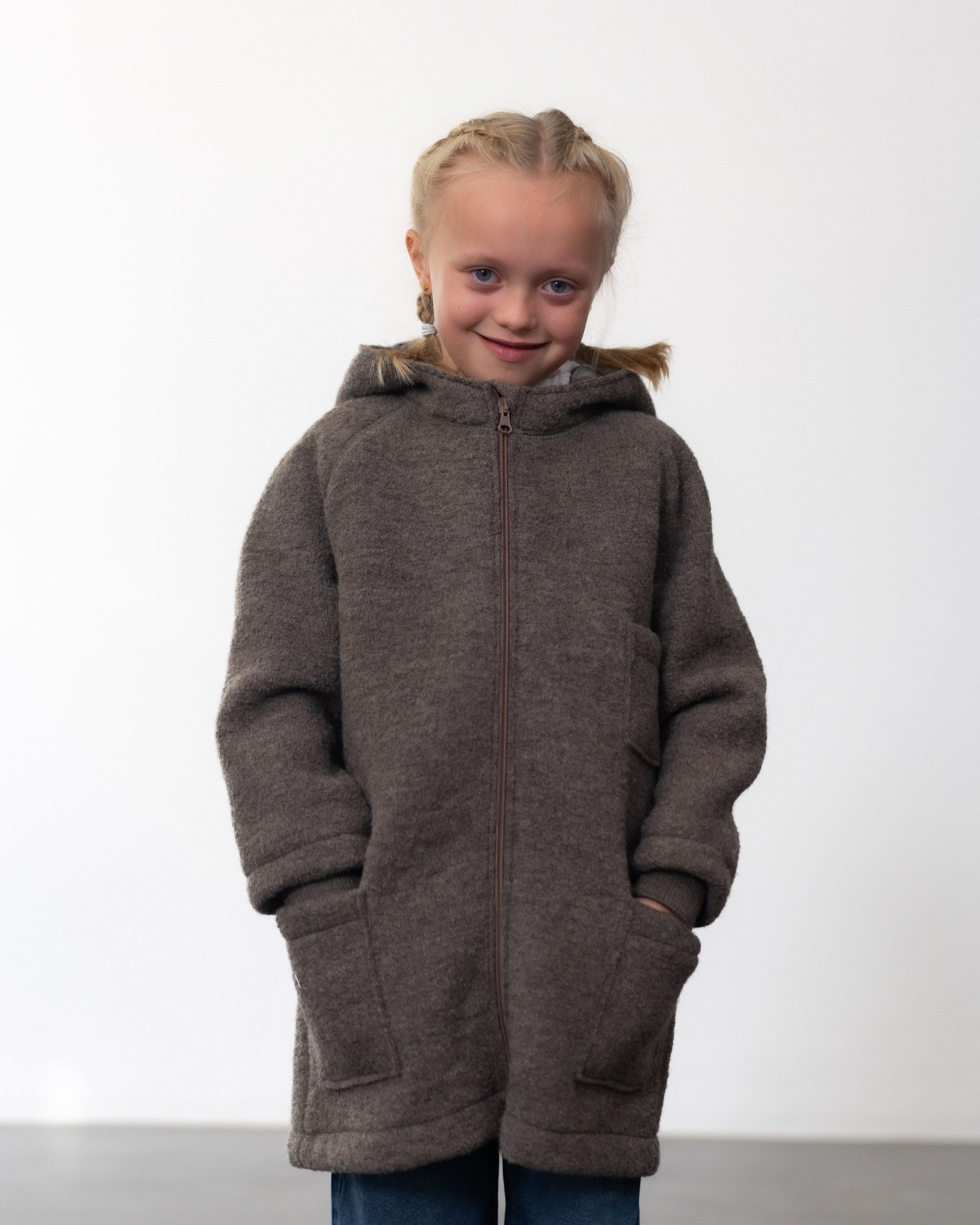 Schlichter Walkmantel mit Kapuze