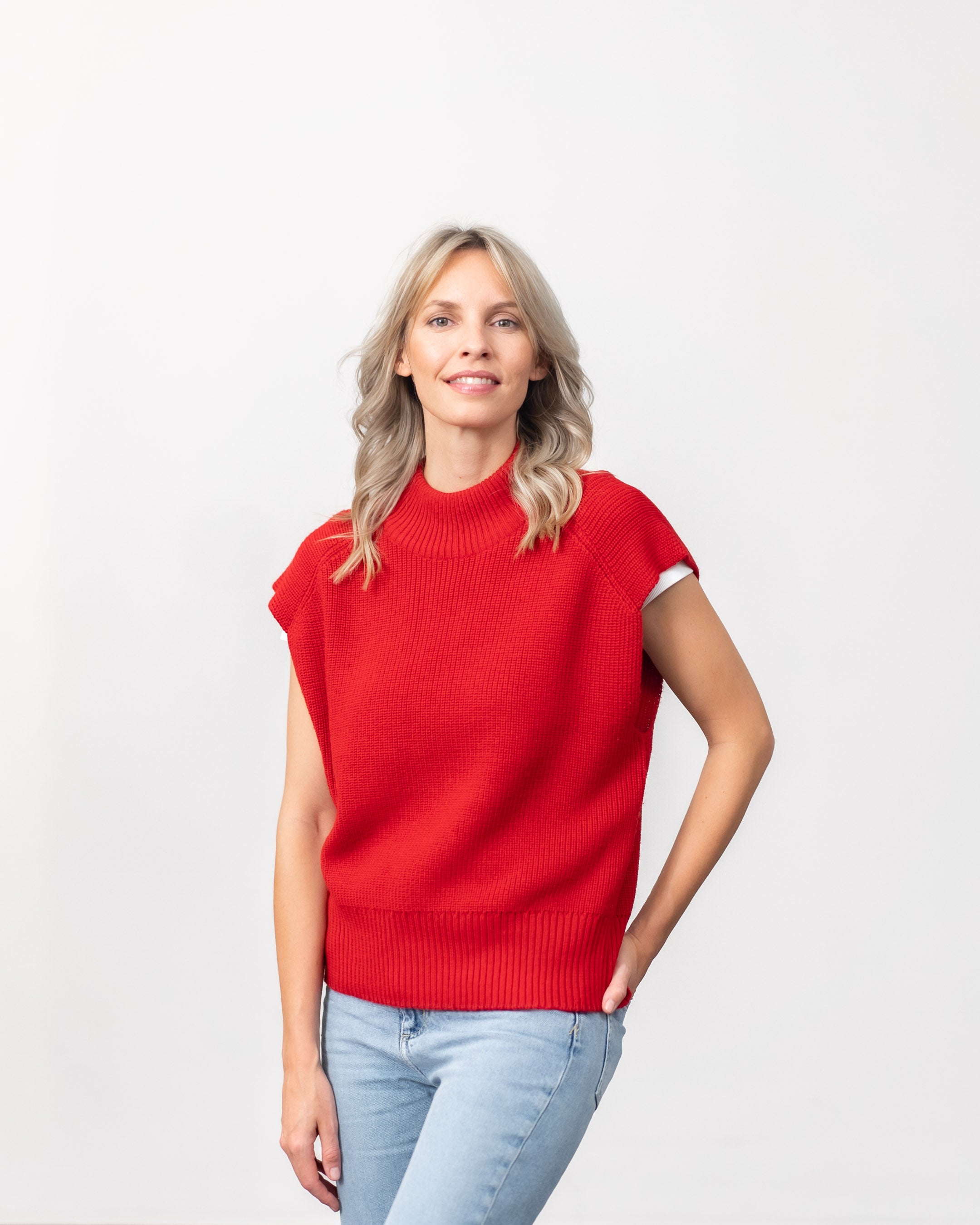 Damen Struktur Strick Pullunder