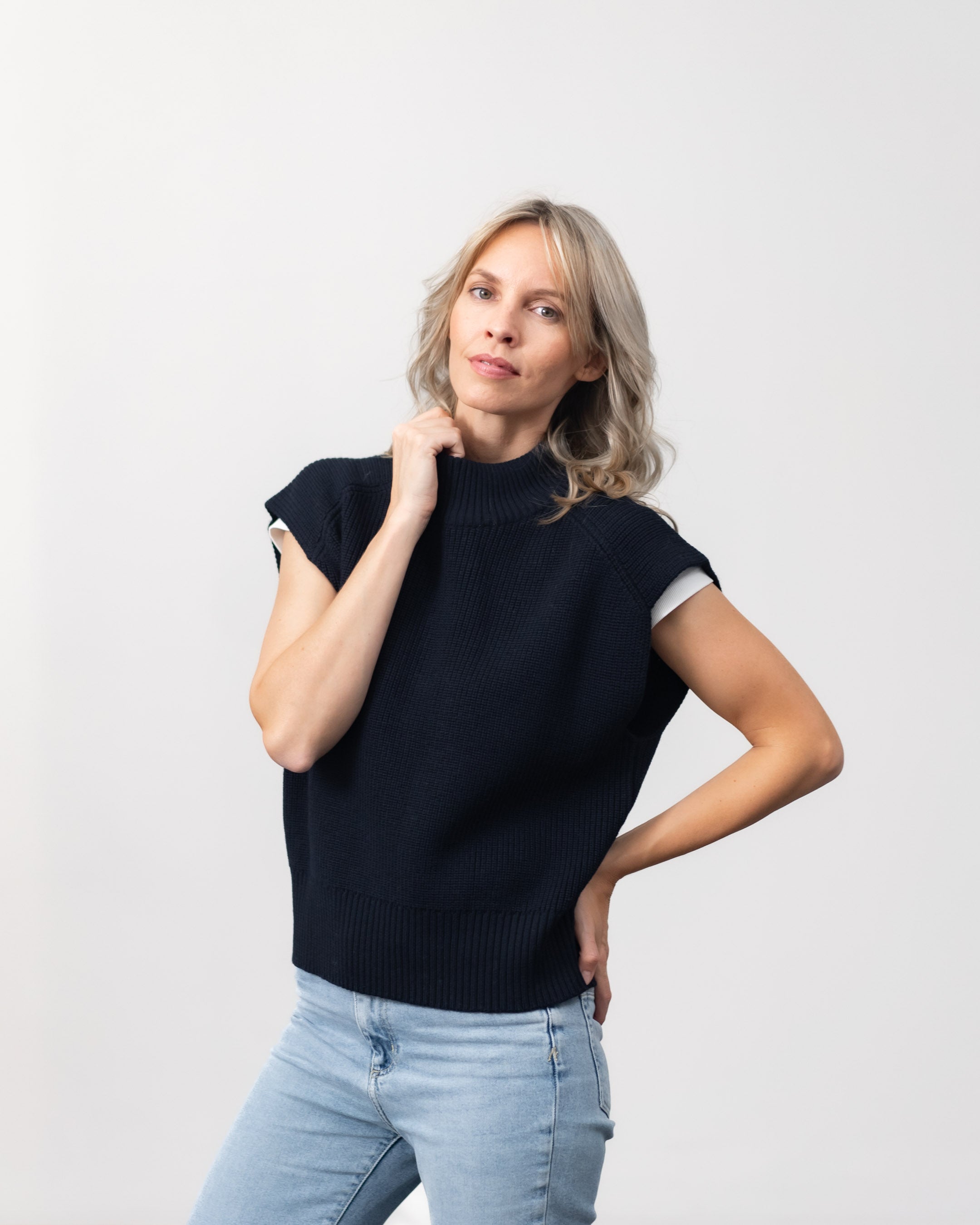 Damen Struktur Strick Pullunder