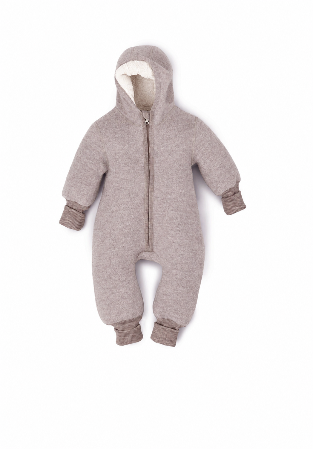 Overall aus Wollwalk mit Teddy-Kapuze und Bündchen | Baby & Kinder