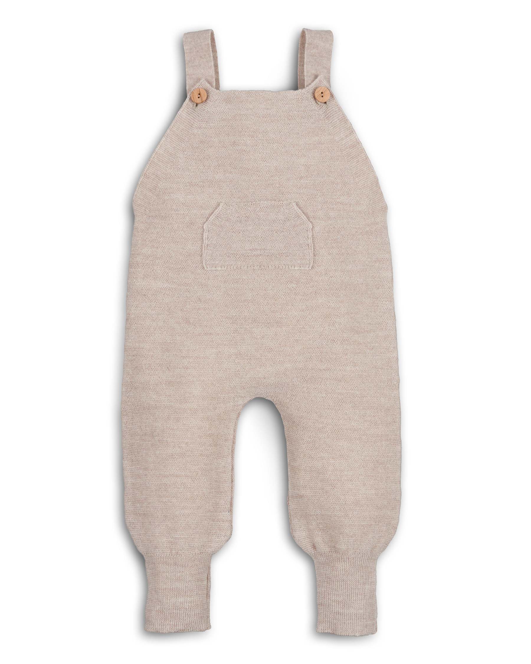 Strick Latzhose aus Merino in natur – Frontansicht