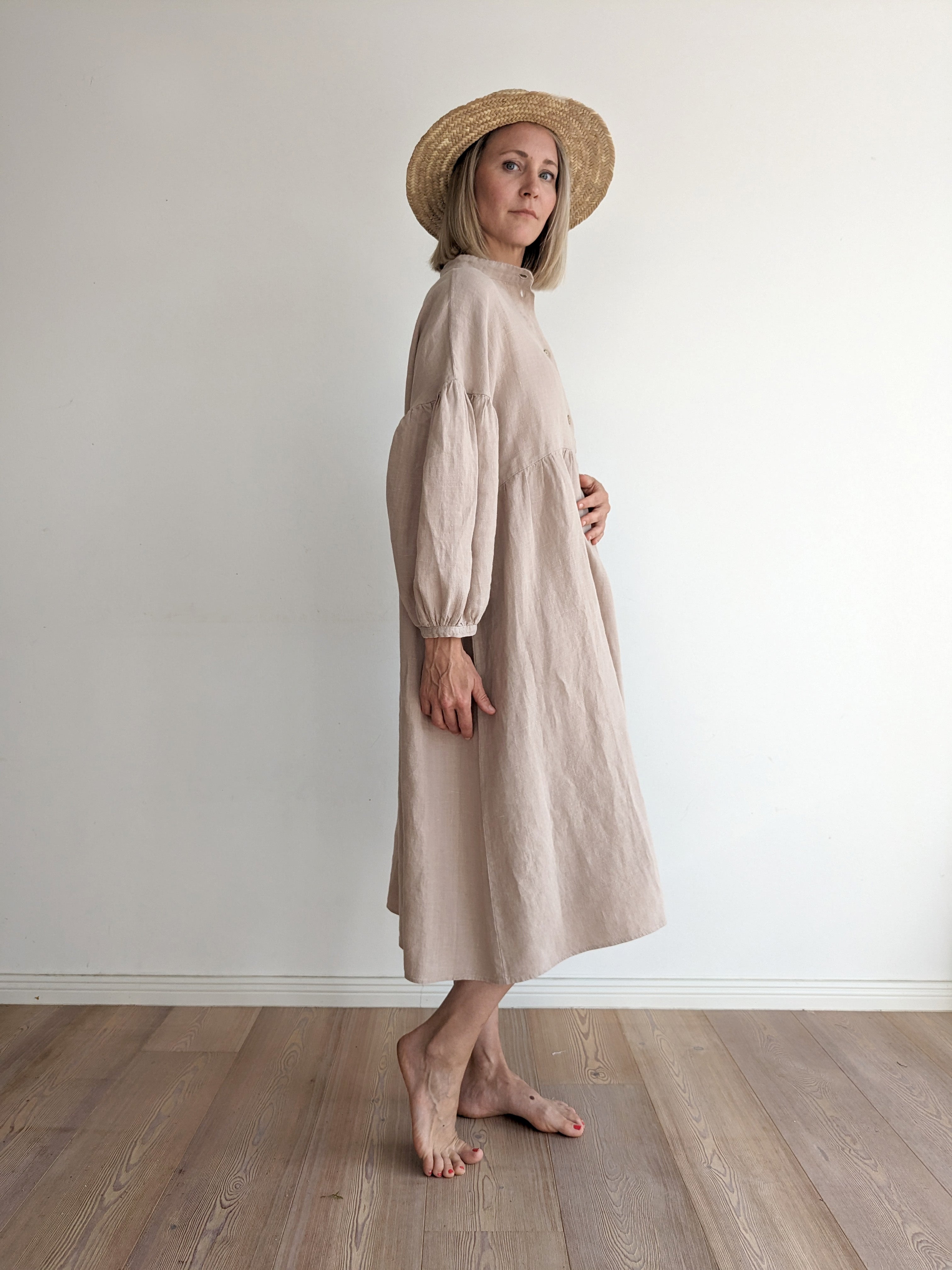 Damen Oversized Leinen Kleid