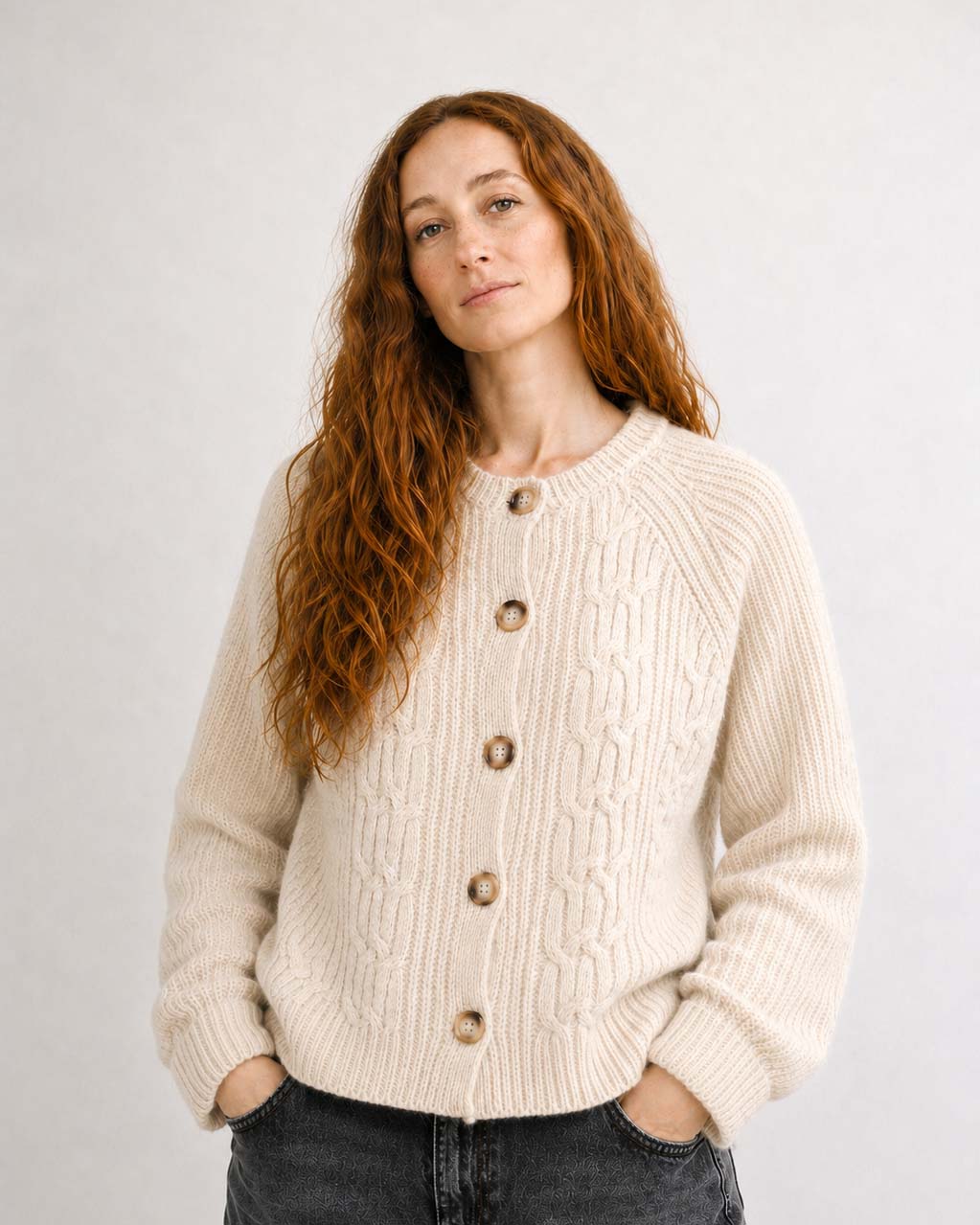 Cardigan mit Flechtdetails aus Alpaka | Damen