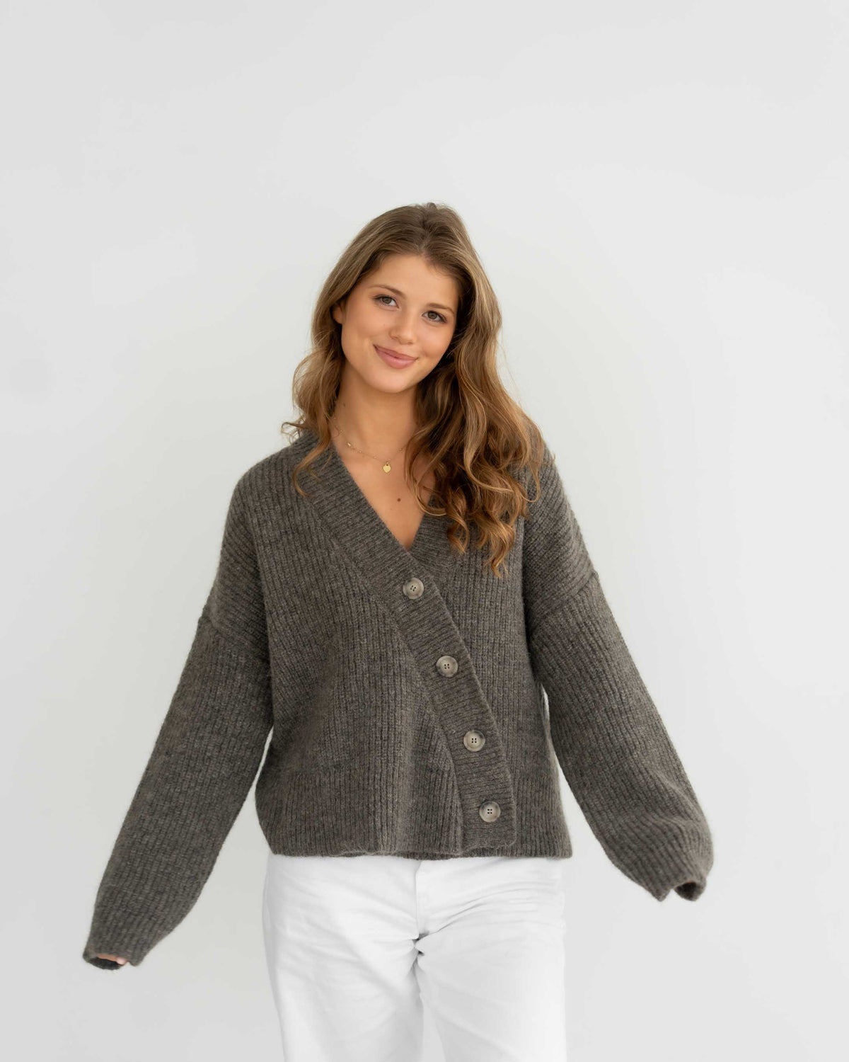 Asymmetrischer Cardigan aus Alpaka | Damen
