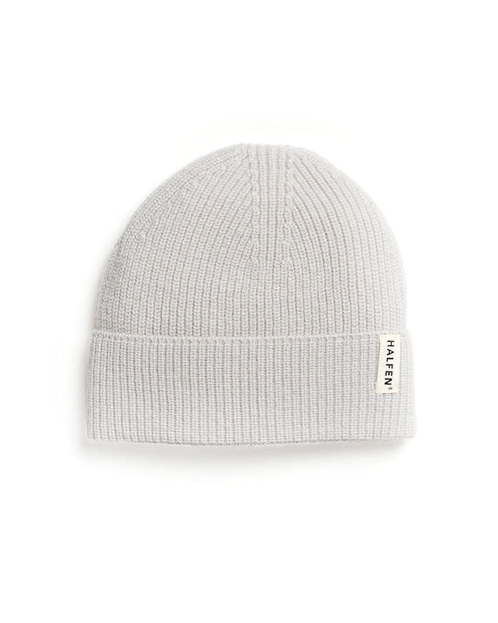 Beanie mit Cashmere und Merino in Beige – Frontansicht