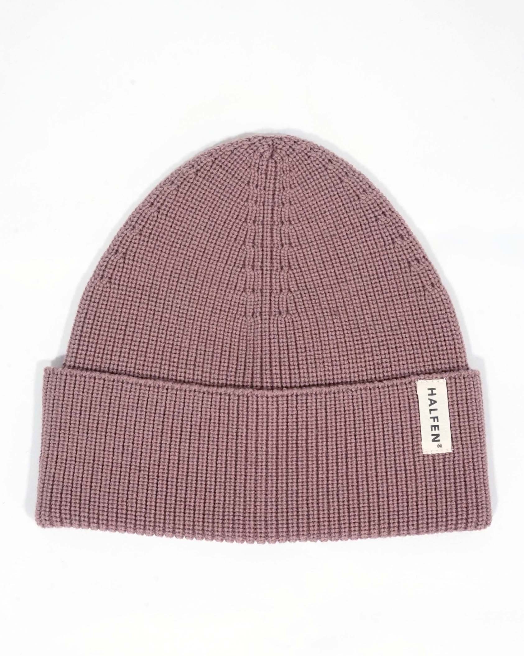 Beanie aus Merinowolle in Mauve – Frontansicht
