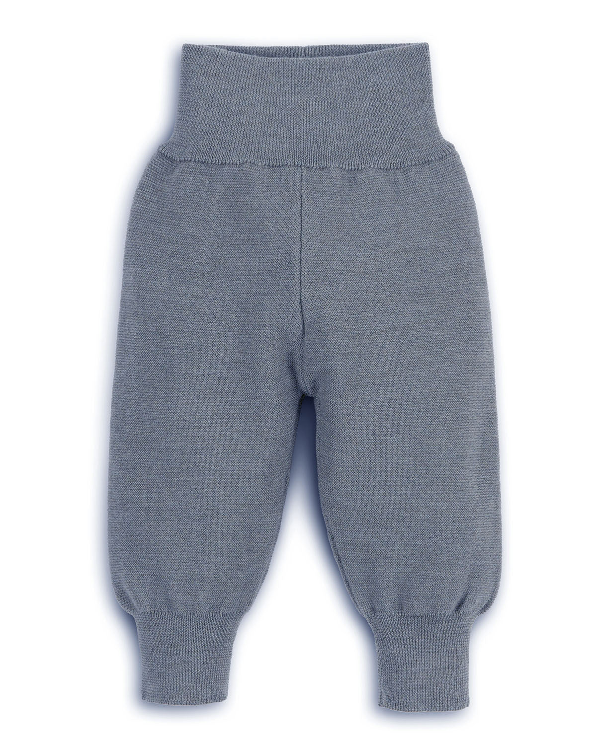 Buendchen Hose für Babys aus Merinowolle in Rauchblau – Frontansicht