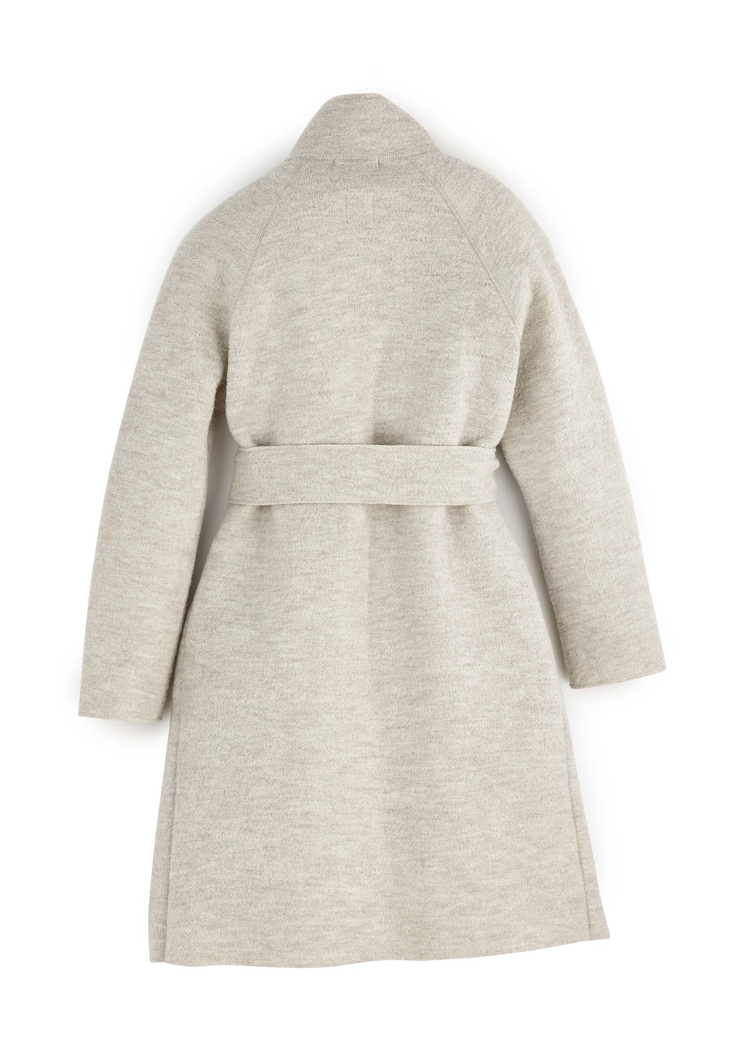 Felted coat with waist belt and button