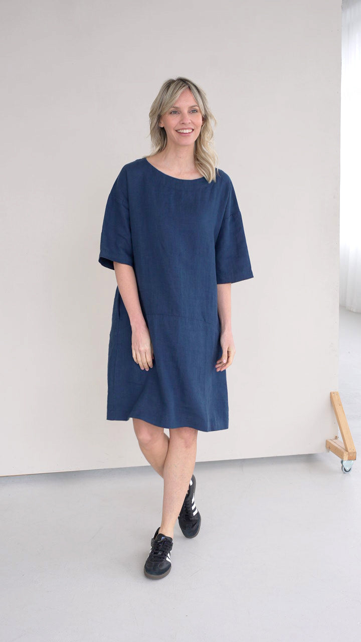 Easy Leinen Kleid mit Taschen