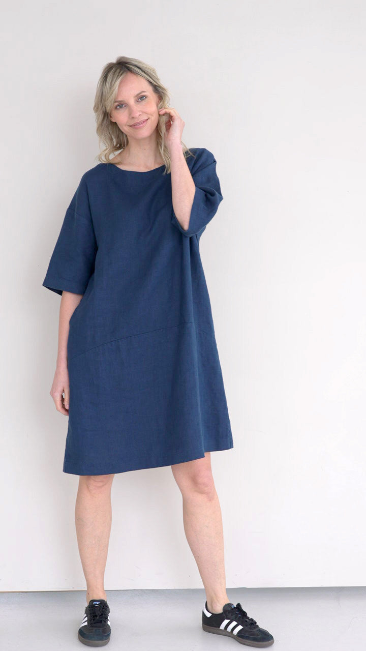 Easy Leinen Kleid mit Taschen