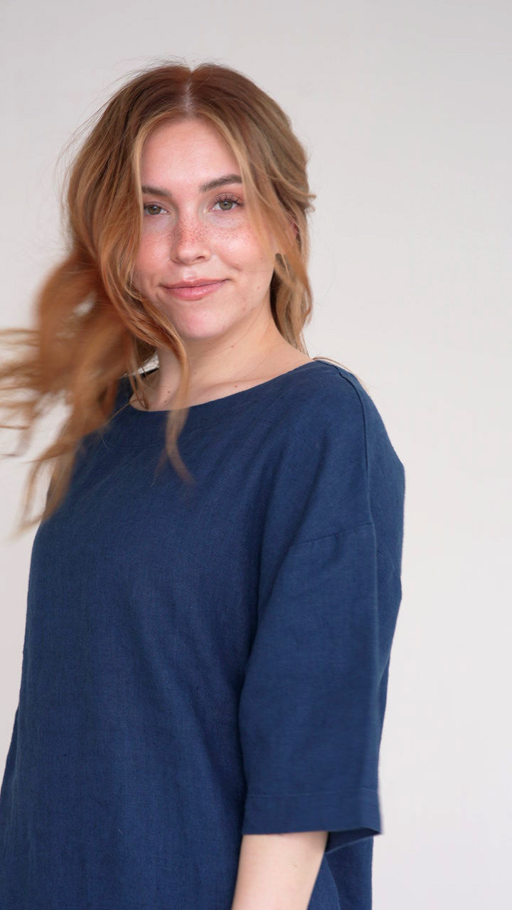 Easy Leinen Kleid mit Taschen