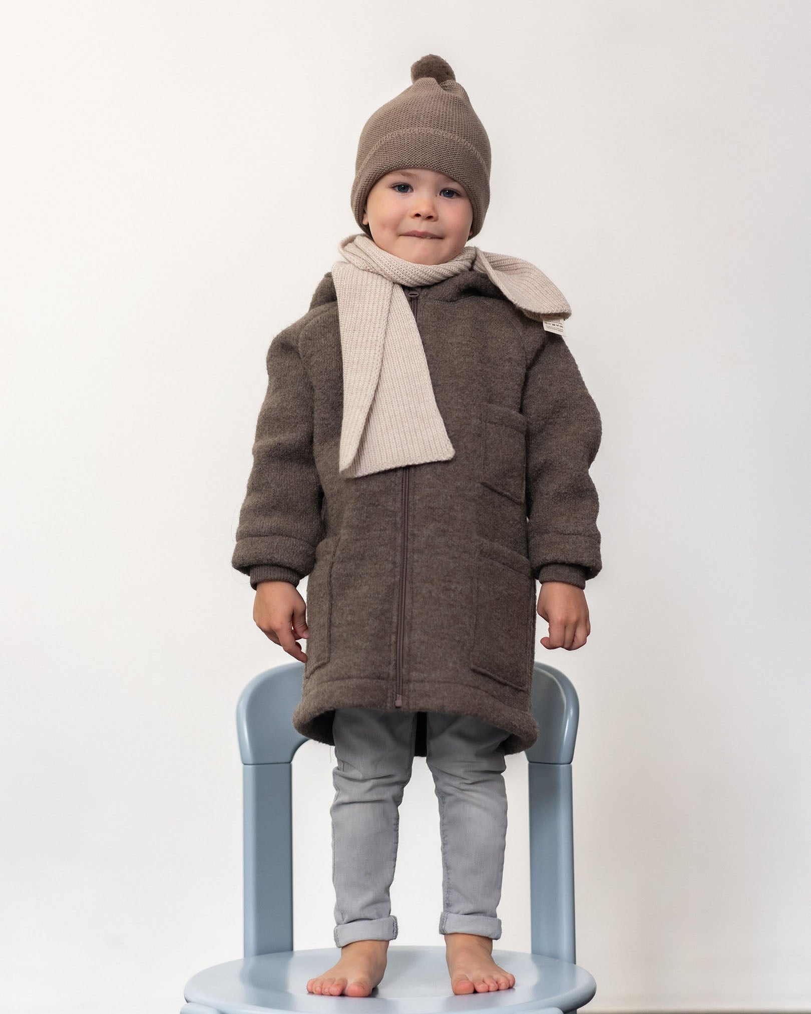 Mantel mit Kapuze aus Wollwalk | Kinder