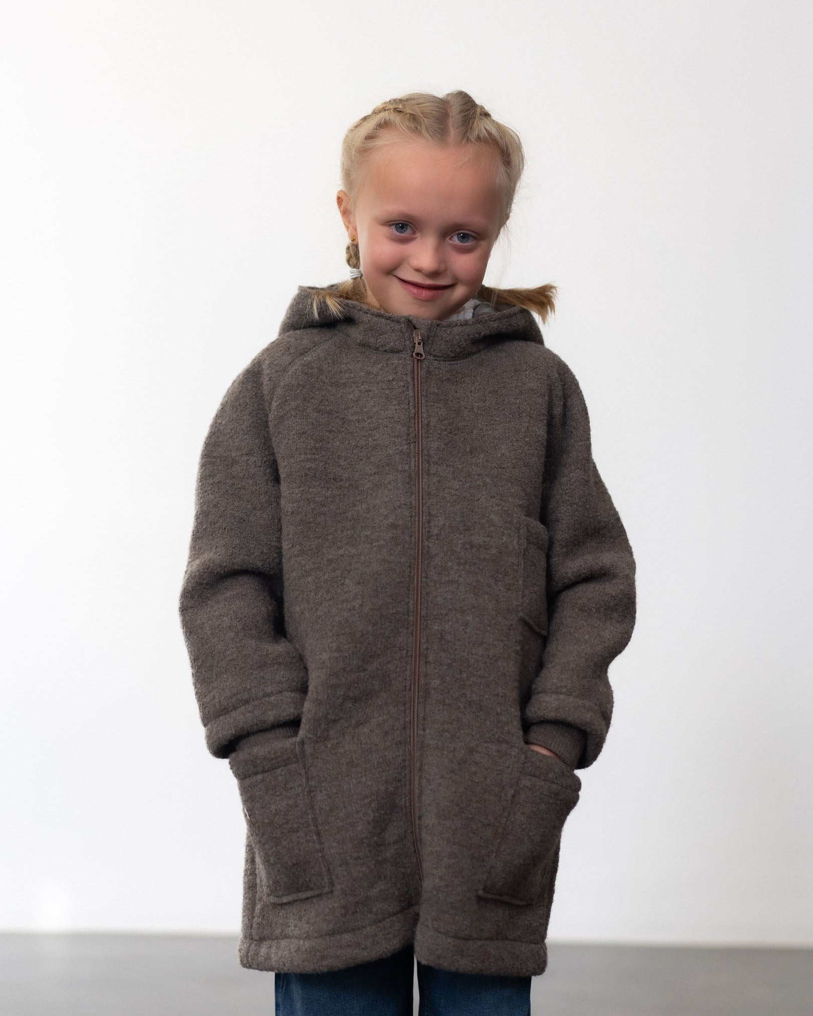 Mantel mit Kapuze aus Wollwalk | Kinder