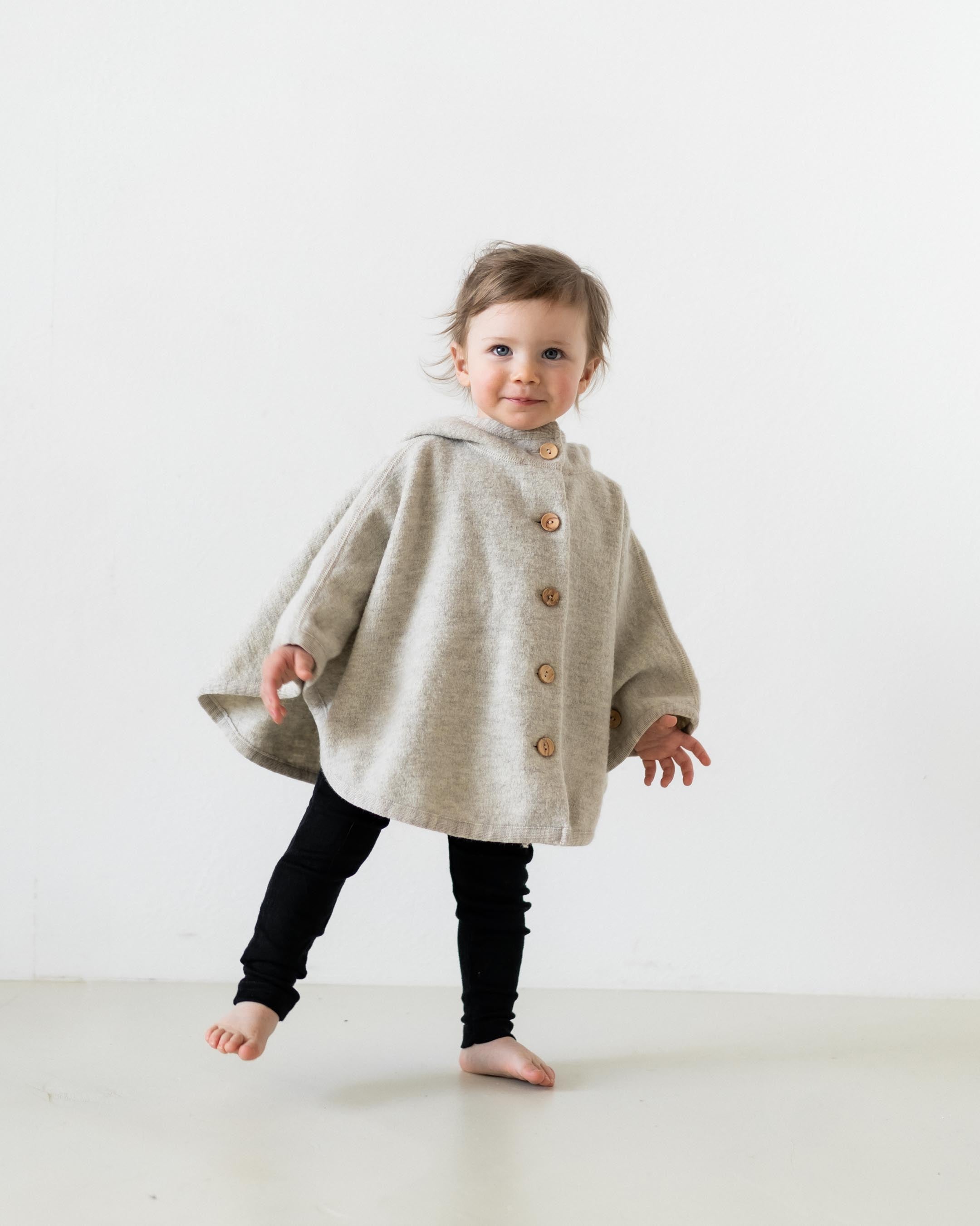 Poncho aus feinem Wollwalk | Baby & Kinder