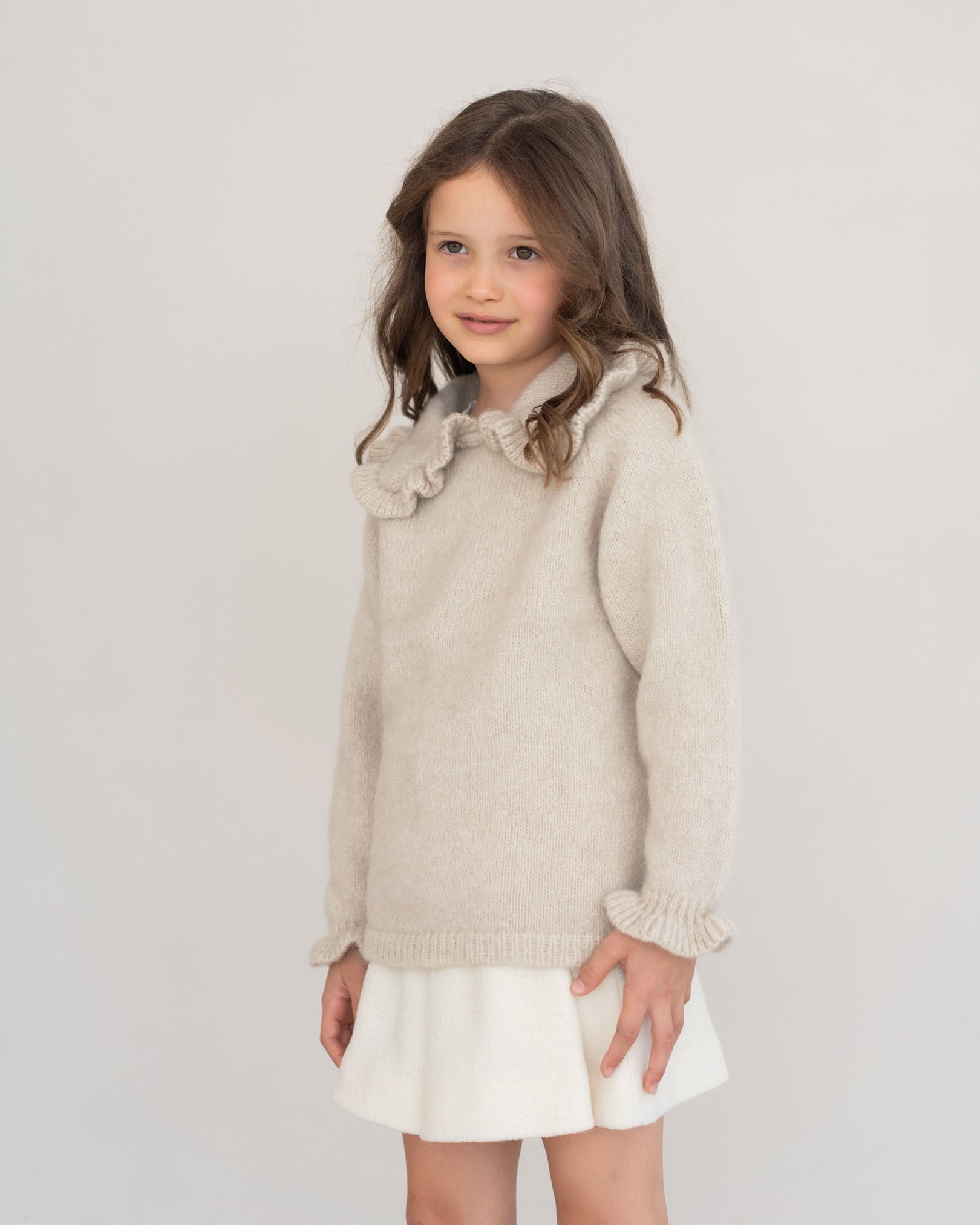 Pullover mit Peter Pan Kragen aus Alpaka | Baby & Kinder