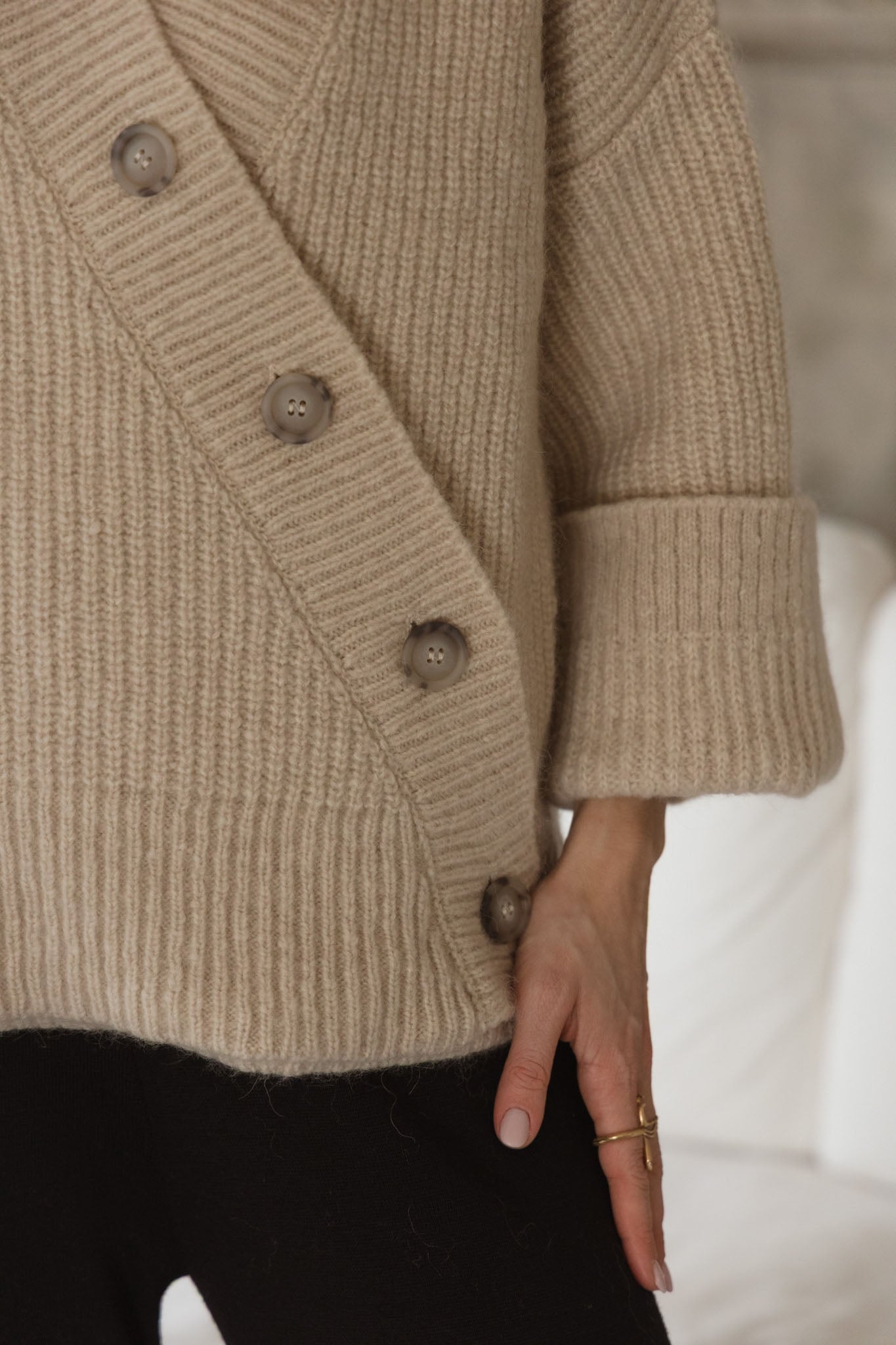 Asymmetrischer Cardigan aus Alpaka | Damen