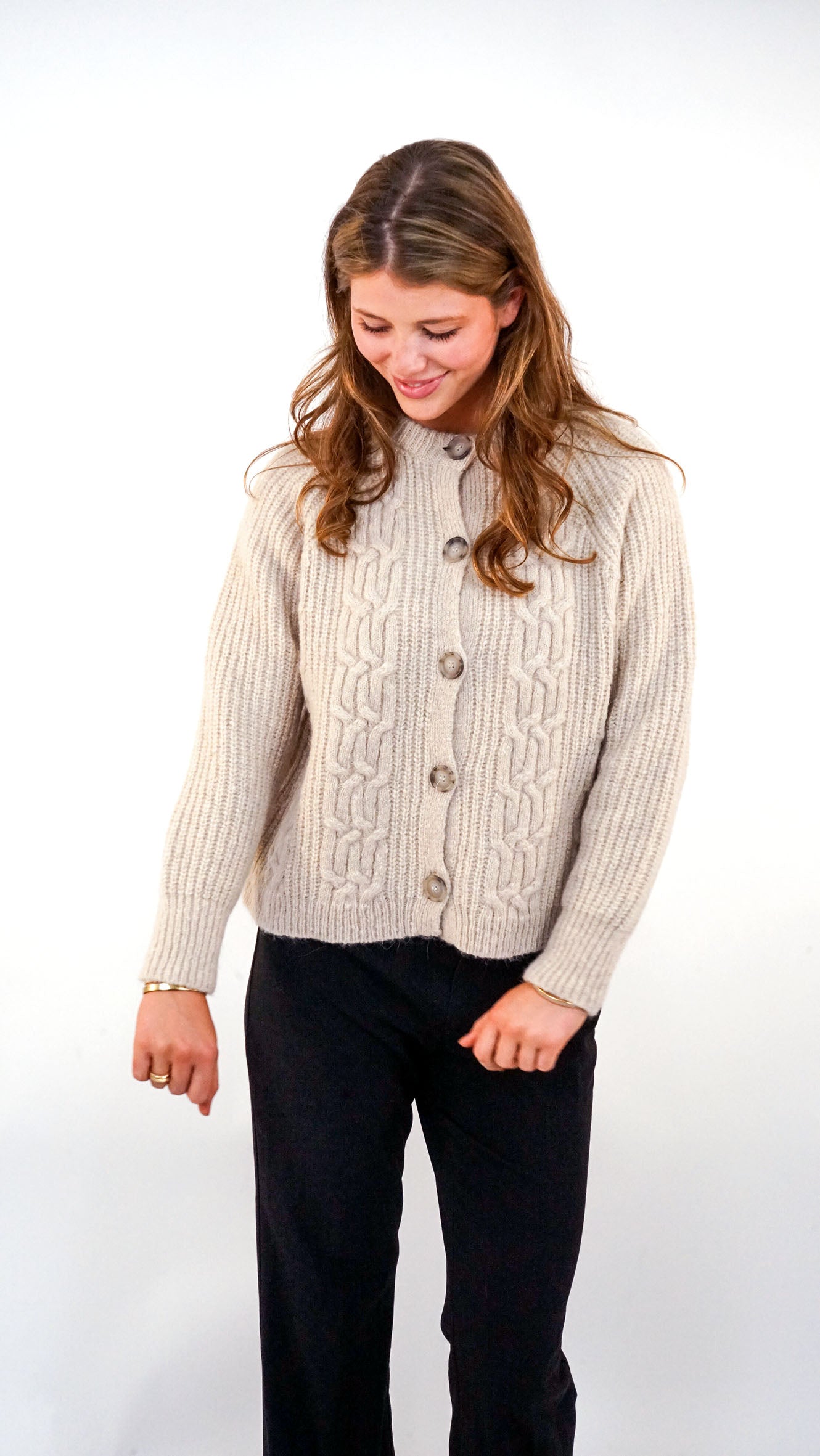 Cardigan mit Flechtdetails aus Alpaka  | Damen