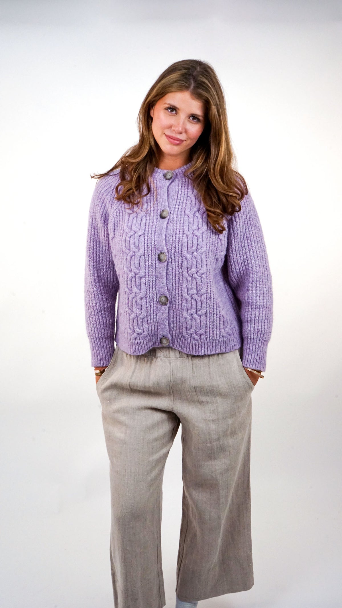 Cardigan mit Flechtdetails aus Alpaka  | Damen