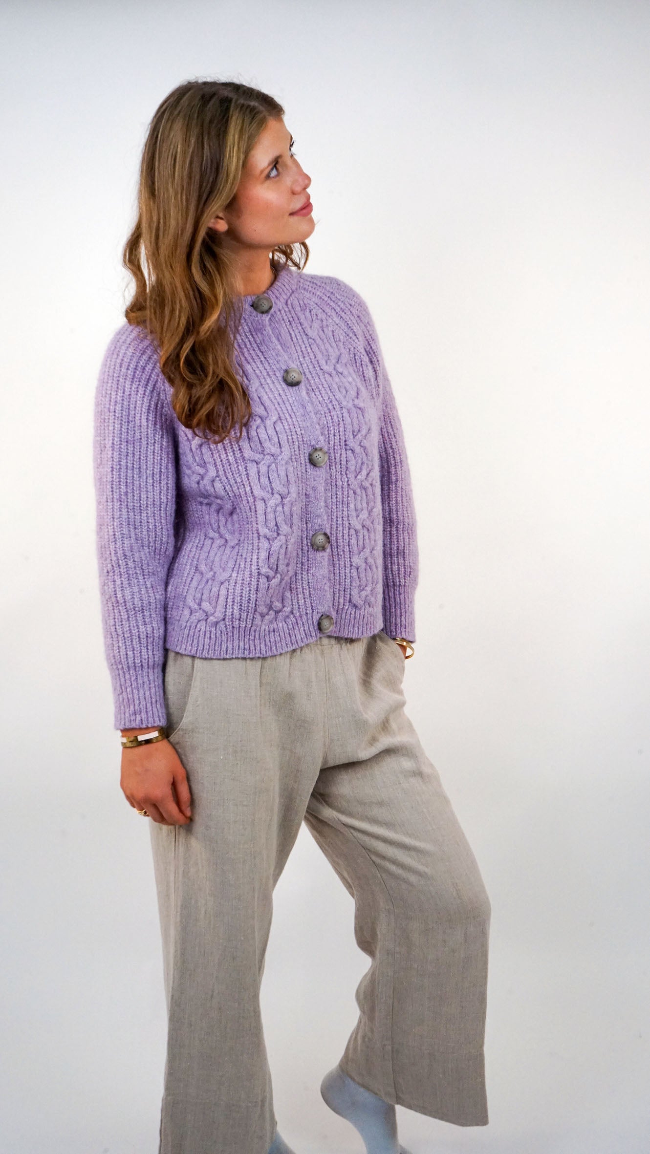 Cardigan mit Flechtdetails aus Alpaka  | Damen