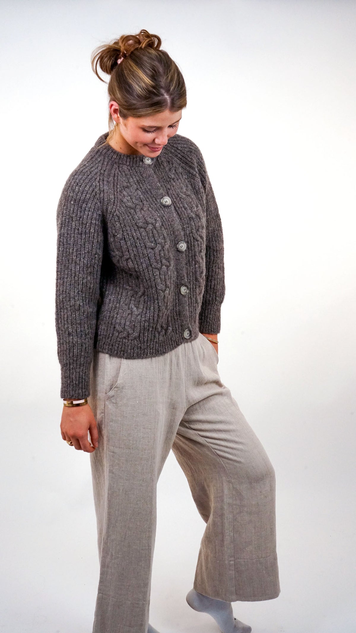 Cardigan mit Flechtdetails aus Alpaka  | Damen