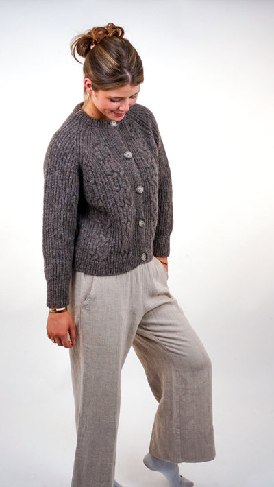 Cardigan mit Flechtdetails aus Alpaka  | Damen