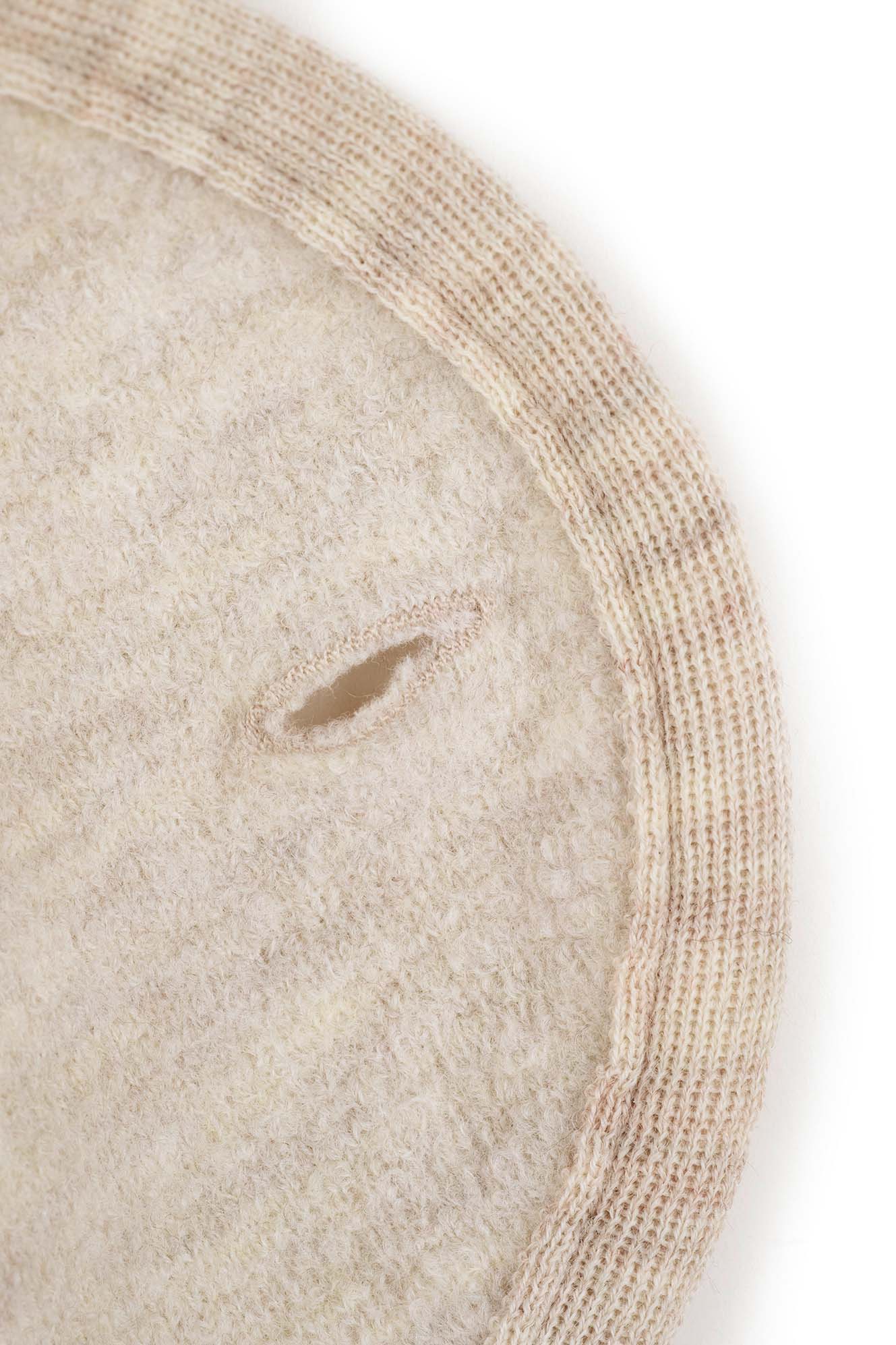 Babyschalen decke aus walk in Natur – Detailansicht von Knopfloch