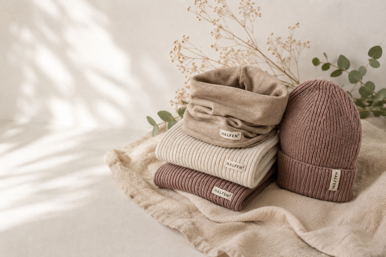 Bundle Bild mit Halfen Produkten  in warmen Farben 