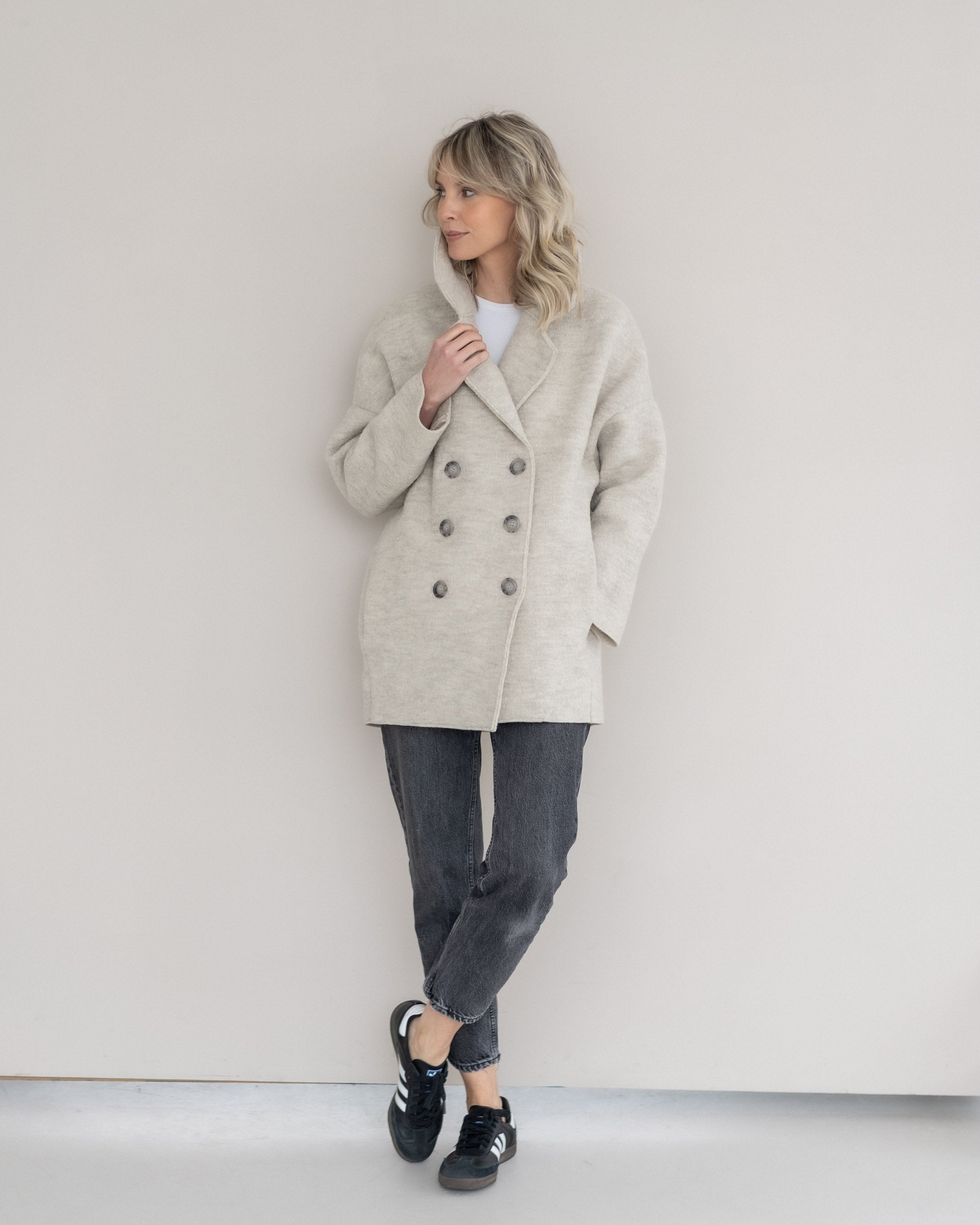 Walk-Kurzmantel mit Knopfleiste