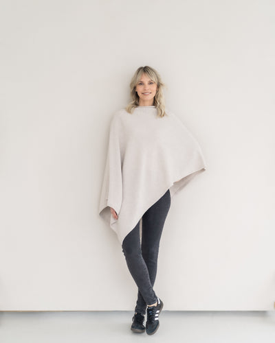 Asymmetrischer Poncho aus Cashmere Merino | Damen