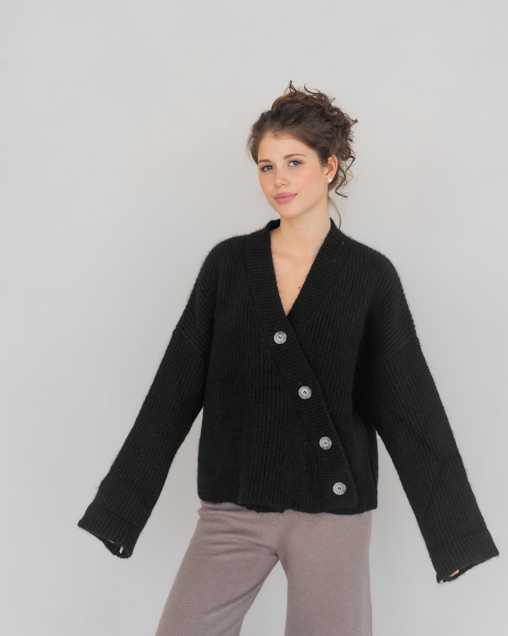 Asymmetrischer Cardigan aus Alpaka | Damen