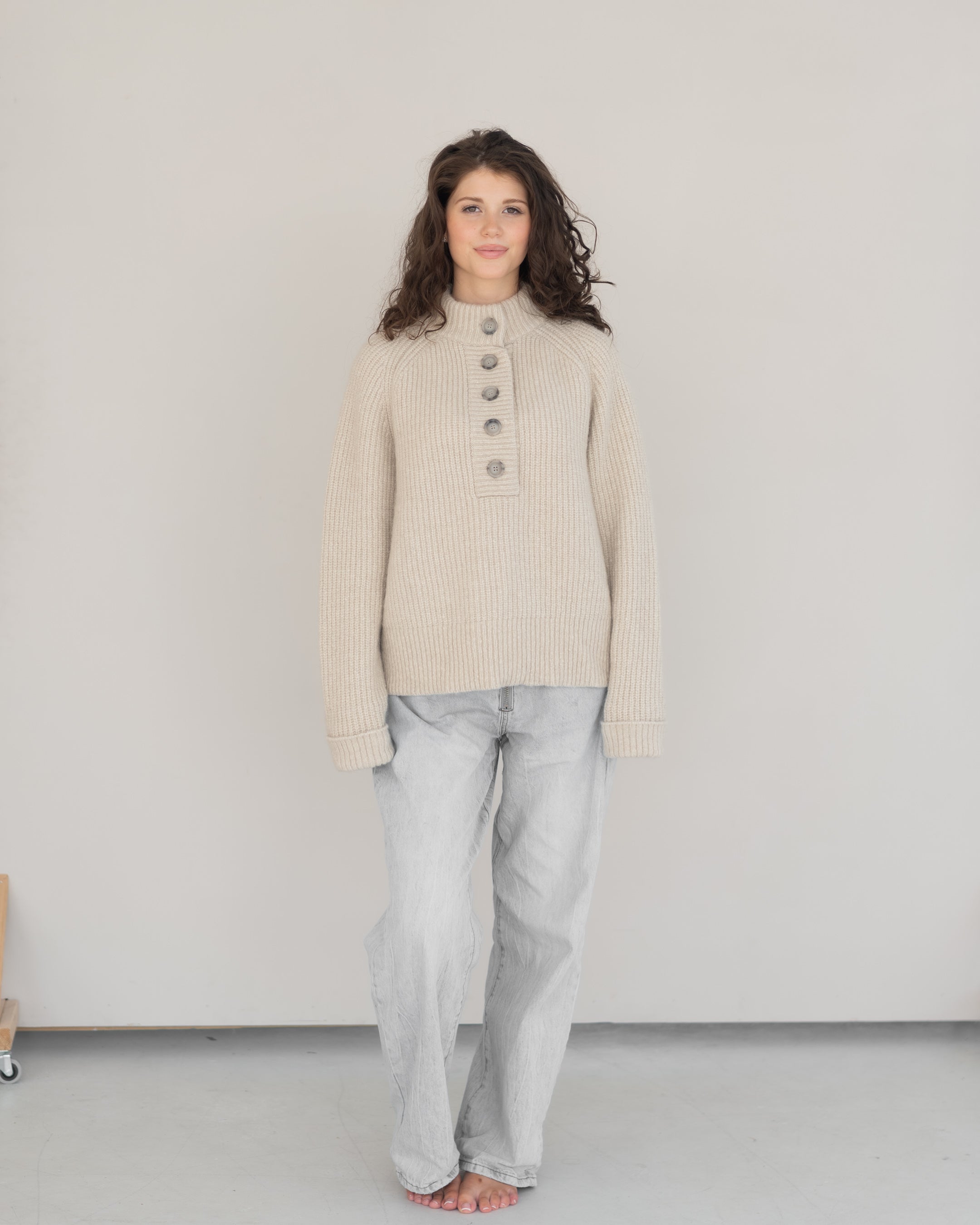 Struktur Sweater mit Knopfleiste