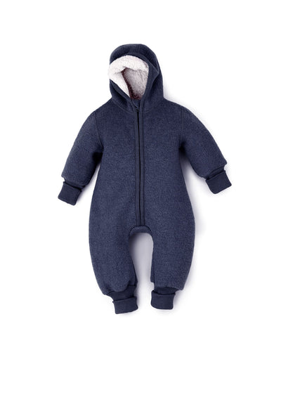 Overall aus Wollwalk mit Teddy-Kapuze und Bündchen | Baby & Kinder