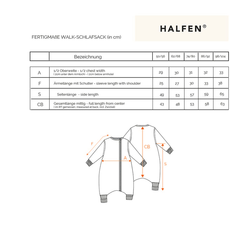 Passform Walk-Schlafsack mit Beinen und abnehmbaren Armen
