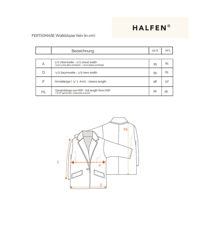 Passform Damen Wollwalk Blazer aus Schurwolle mit Taschen und Knopf