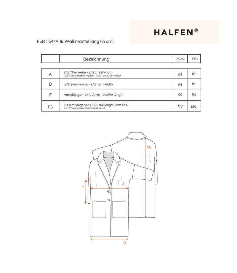 Passform Langer Wollwalk Mantel für Damen aus 100% Schurwolle