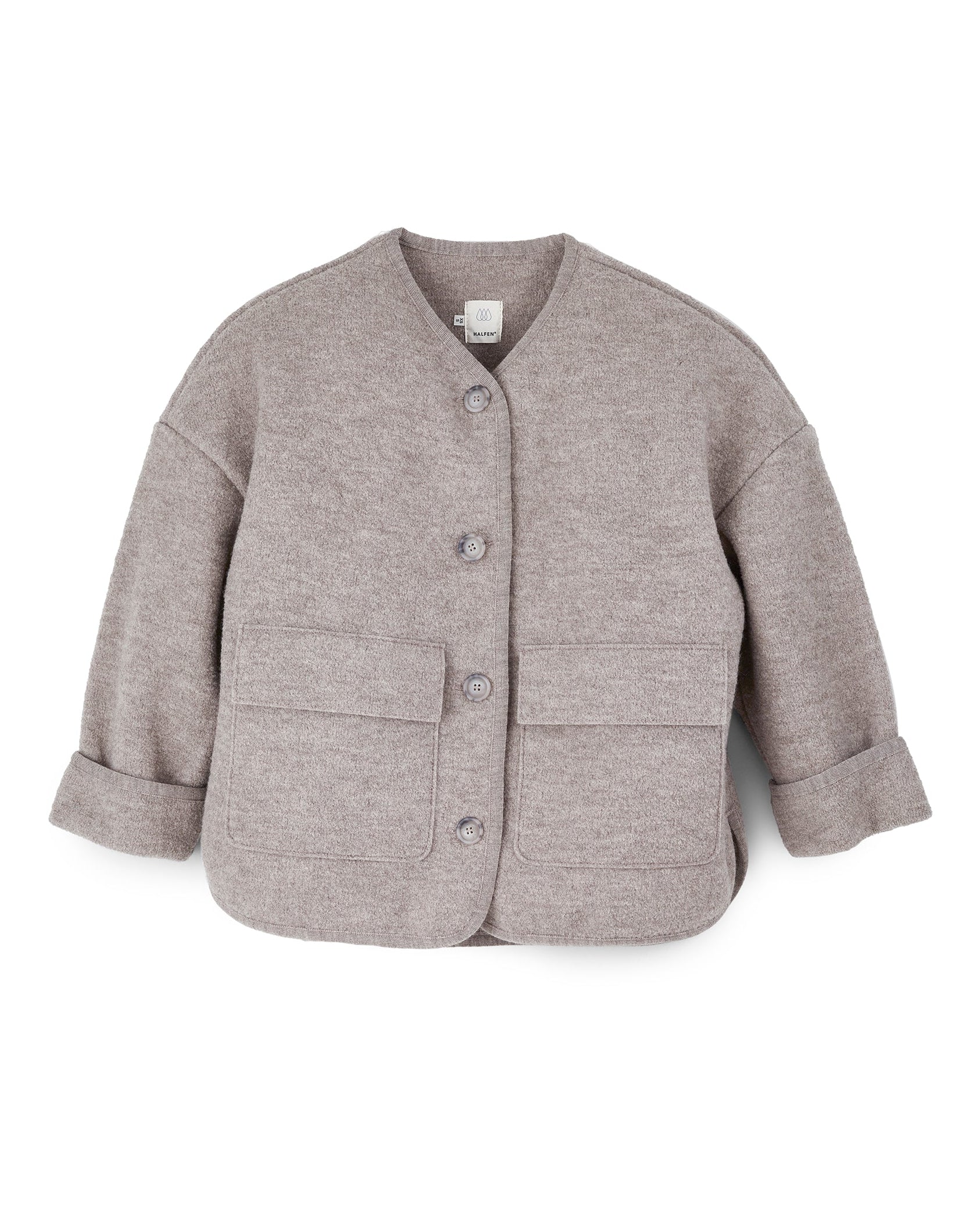 Short oversized jacket for women made of boiled wool