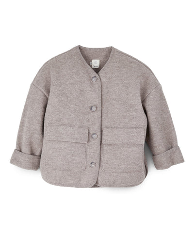 Short oversized jacket for women made of boiled wool