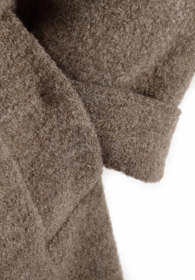 Felted coat with waist belt and button