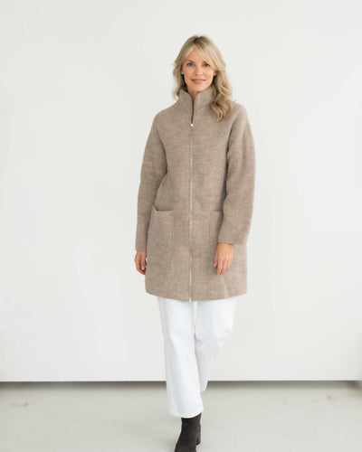 Short boiled wool coat | Women