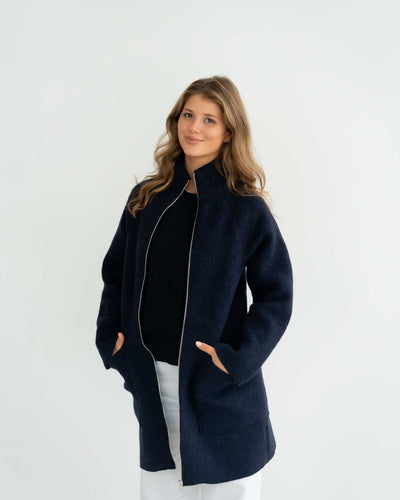 Short boiled wool coat | Women