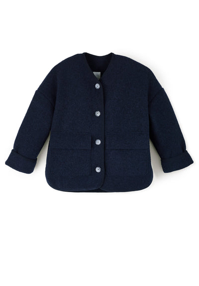 Short oversized jacket for women made of boiled wool