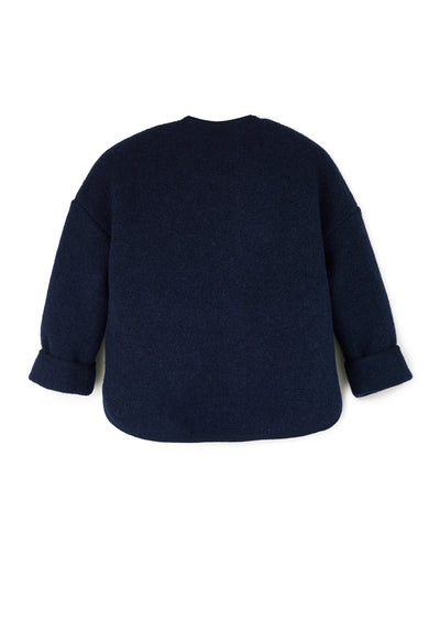 Short oversized jacket for women made of boiled wool