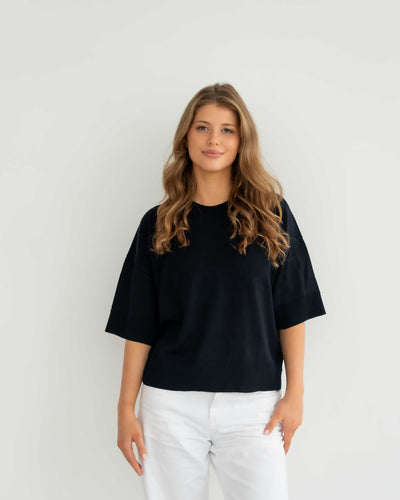 Dünnes Feinstrick T-Shirt aus Merinowolle | Damen