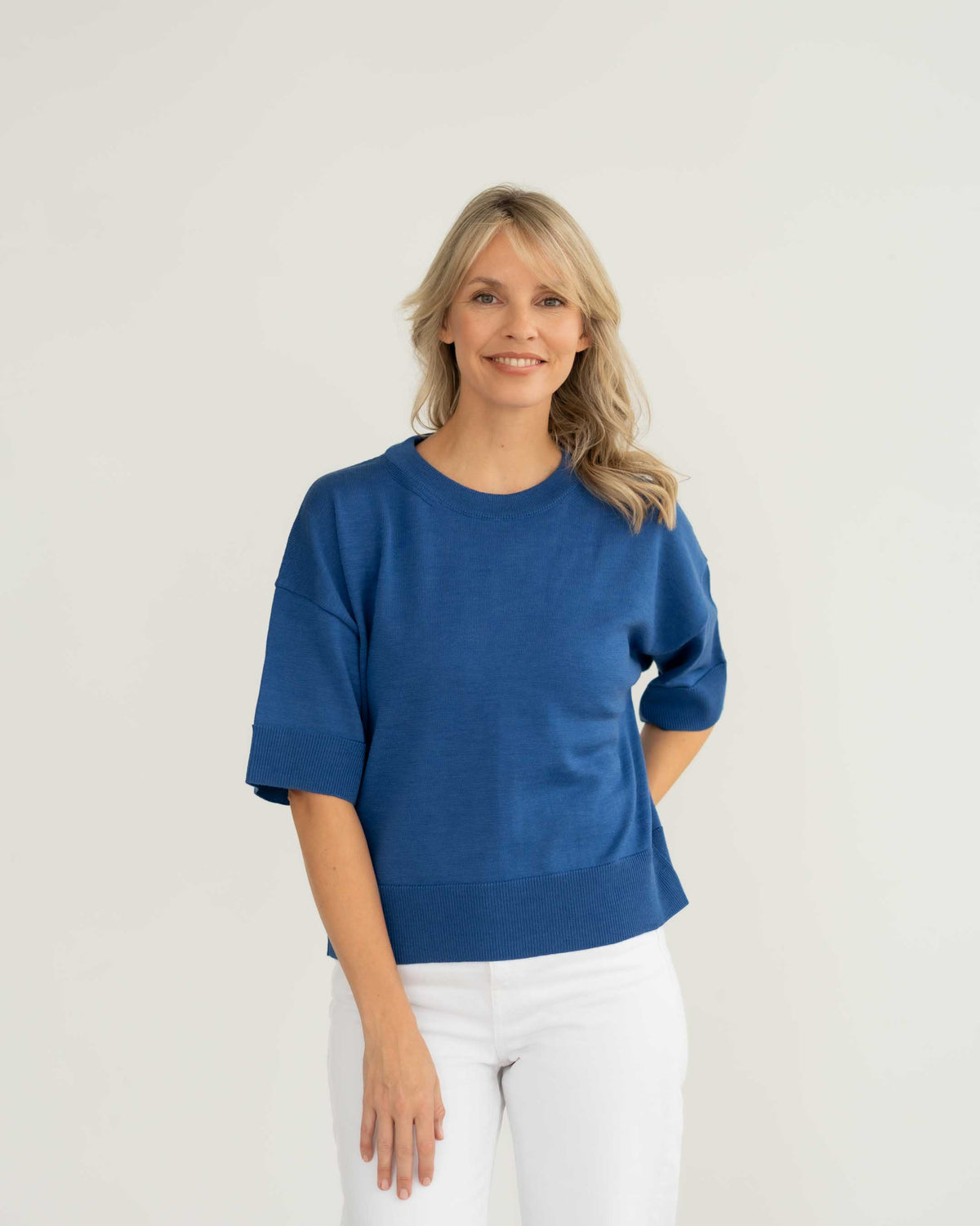 Dünnes Feinstrick T-Shirt aus Merinowolle | Damen
