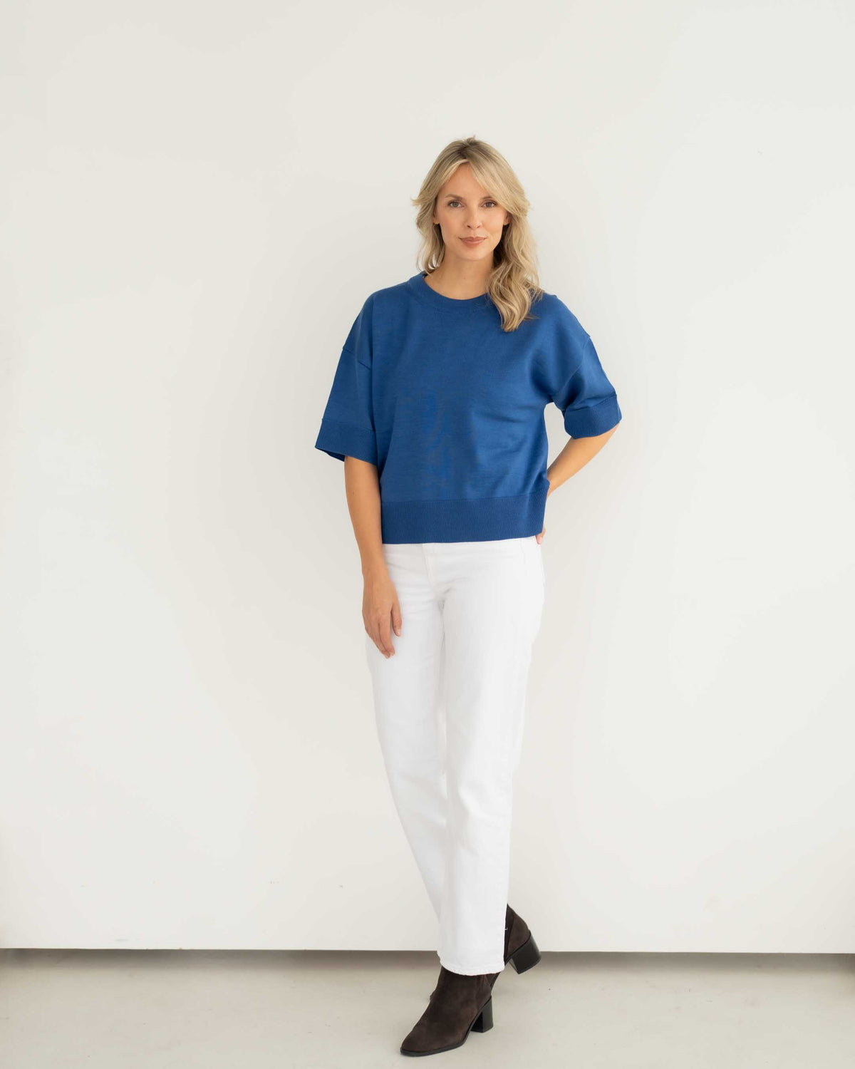 Dünnes Feinstrick T-Shirt aus Merinowolle | Damen