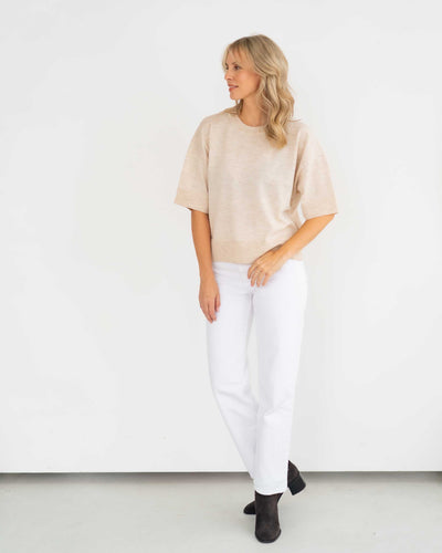 Dünnes Feinstrick T-Shirt aus Merinowolle | Damen