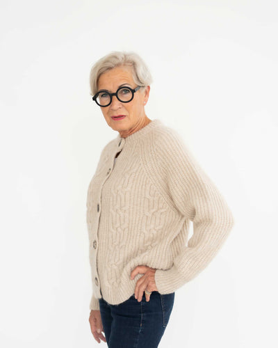 Cardigan mit Flechtdetails aus Alpaka  | Damen