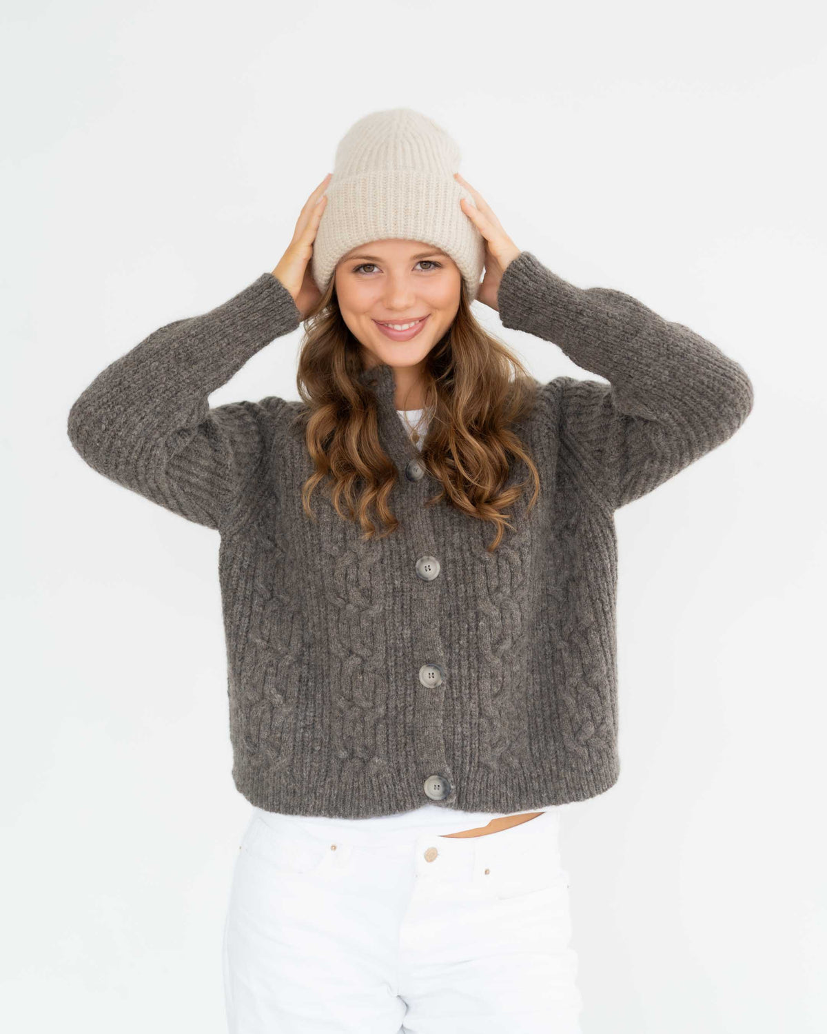 Cardigan mit Flechtdetails aus Alpaka  | Damen